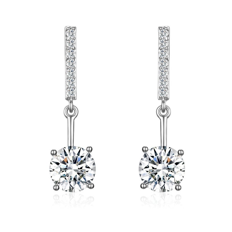 SBLING Platinum-Plated Cubic Zirconia Drop Earrings - Image 1